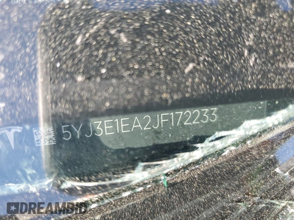 2018 Tesla Model 3 Long Range Battery with VIN 5YJ3E1EA2JF172233, listed as a Copart auction lot 50363685 with Not Provided miles and Salvage Title. Bid and sale history available at DreamBid. Image 14.