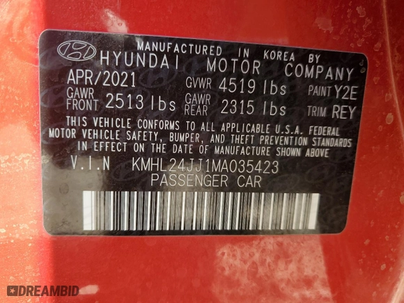 2021 Hyundai Sonata Hybrid Blue with VIN KMHL24JJ1MA035423, listed as a Copart auction lot 44228045 with 65,072 mi miles and Salvage Title. Bid and sale history available at carsss.com. Image 13.