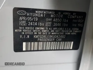 2019 Genesis G70 3.3T Advanced with VIN KMTG34LE8KU042482, listed as a Copart auction lot 45921005 with 0 mi miles and Salvage Title. Bid and sale history available at carsss.com. Image 12.
