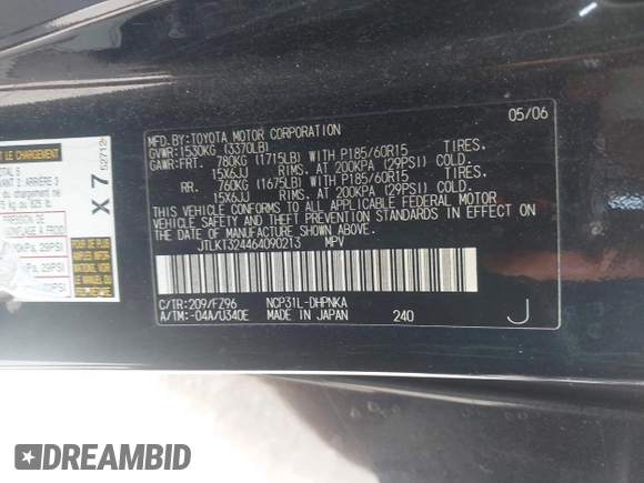 2006 Scion xB z VIN JTLKT324464090213, wystawiony jako IAAI lot #42306140 z przebiegiem 223 224 mil mil oraz . Historia ofert i sprzedaży dostępna na DreamBid. Obrazek 9.