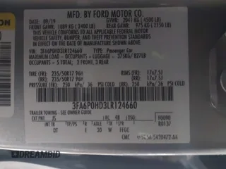 2020 Ford Fusion SE with VIN 3FA6P0HD3LR124660, listed as a IAAI auction lot 41598509 with 108,008 mi miles and . Bid and sale history available at DreamBid. Image 9.
