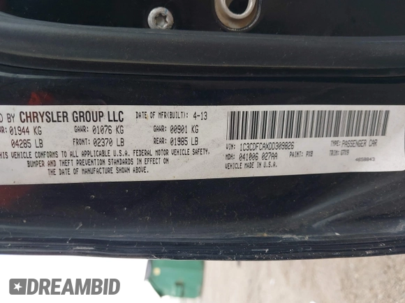 2013 Dodge Dart Limited with VIN 1C3CDFCAXDD309826, listed as a IAAI auction lot 42397297 with 114,216 mi miles and . Bid and sale history available at DreamBid. Image 9.