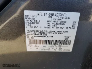 2015 Ford Explorer XLT with VIN 1FM5K8D83FGC52741, listed as a Copart auction lot 51391665 with 123,490 mi miles and Salvage Title. Bid and sale history available at carsss.com. Image 16.
