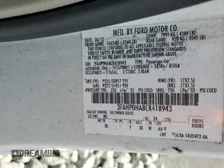 2012 Ford Fusion SE with VIN 3FAHP0HA8CR418943, listed as a Copart auction lot 54193165 with Not Provided miles and Salvage Title. Bid and sale history available at carsss.com. Image 12.