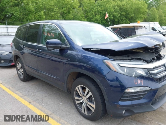 2018 Honda Pilot EX-L with VIN 5FNYF6H57JB046433, listed as a IAAI auction lot 42296714 with Not provided miles and . Bid and sale history available at DreamBid. Image 1.