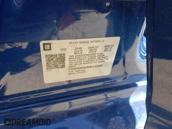 2021 Cadillac CT5 Premium Luxury with VIN 1G6DN5RW8M0135940, listed as a Copart auction lot 86903414 with Not Provided miles and Salvage Title. Bid and sale history available at DreamBid. Image 14.