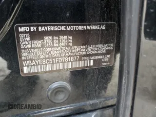 2015 BMW 7 Series 750Li with VIN WBAYE8C51FD781877, listed as a Copart auction lot 44023825 with 91,370 mi miles and Salvage Title. Bid and sale history available at carsss.com. Image 14.