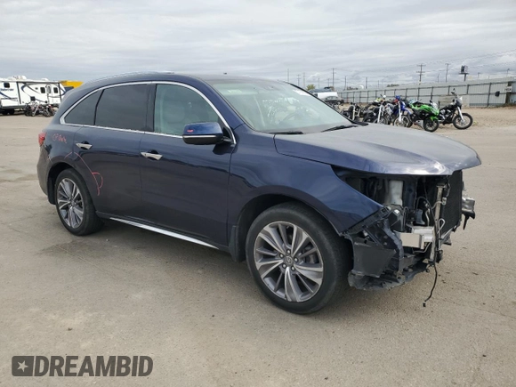 2018 Acura MDX Technology with VIN 5J8YD4H52JL018449, listed as a Copart auction lot 57474865 with 75,829 mi miles and Salvage title. Bid and sale history available at DreamBid. Image 4.