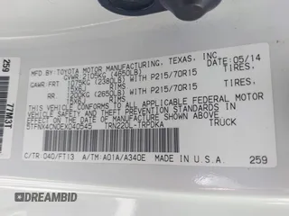 2014 Toyota Tacoma with VIN 5TFNX4CN0EX040545, listed as a IAAI auction lot 42159053 with 66,629 mi miles and . Bid and sale history available at DreamBid. Image 9.
