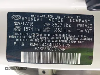 2017 Hyundai Accent SE with VIN KMHCT4AE4HU251822, listed as a IAAI auction lot 41967348 with 88,303 mi miles. Bid and sale history available at carsss.com. Image 9.