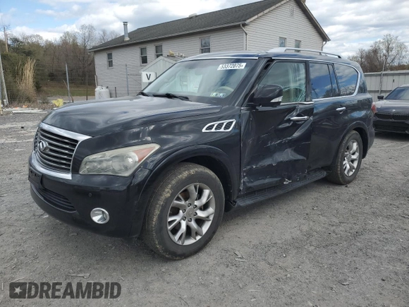 2011 Infiniti QX56 8-passenger with VIN JN8AZ2NC5B9302847, listed as a Copart auction lot 53372075 with 178,130 mi miles and Salvage Title. Bid and sale history available at carsss.com. Image 1.