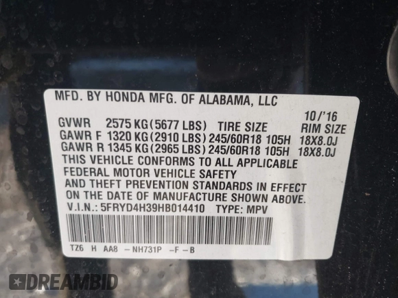 2017 Acura MDX with VIN 5FRYD4H39HB014410, listed as a IAAI auction lot 41395814 with 81,579 mi miles. Bid and sale history available at carsss.com. Image 9.