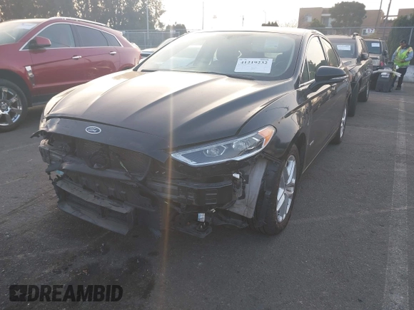 2018 Ford Fusion Energi SE with VIN 3FA6P0PU7JR232567, listed as a IAAI auction lot 41219232 with 54,049 mi miles. Bid and sale history available at carsss.com. Image 2.