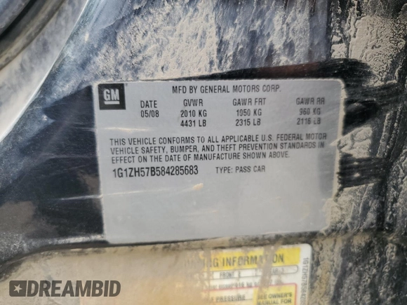2008 Chevrolet Malibu 1LT with VIN 1G1ZH57B584285683, listed as a Copart auction lot 55072335 with 142,893 mi miles and Salvage Title. Bid and sale history available at DreamBid. Image 13.