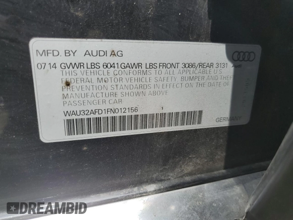 2015 Audi A8 4.0T с VIN WAU32AFD1FN012156, выставлен на аукционе Copart как лот 52759185 с пробегом 117 498 миль миль и Списание • Salvage title. История ставок и продаж доступна на DreamBid. Изображение 12.