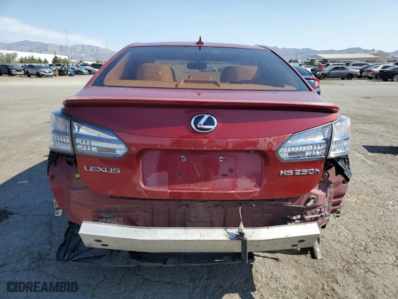 2010 Lexus HS 250h with VIN JTHBB1BA0A2017349, listed as a Copart auction lot 63710204 with 166,622 mi miles and Salvage Title. Bid and sale history available at carsss.com. Image 6.