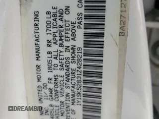 2001 Chevrolet Prizm z VIN 1Y1SK52831Z428219, wystawiony jako Copart lot #59614015 z przebiegiem 242 375 mil mil oraz Szkoda całkowita • Salvage title. Historia ofert i sprzedaży dostępna na DreamBid. Obrazek 12.