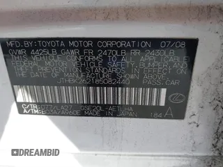 2008 Lexus IS 250 z VIN JTHBK262185082440, wystawiony jako IAAI lot #41830148 z przebiegiem 144 467 mil mil oraz . Historia ofert i sprzedaży dostępna na DreamBid. Obrazek 9.