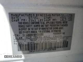 2021 Nissan Sentra SR with VIN 3N1AB8DV1MY308988, listed as a Copart auction lot 49341525 with 64,987 mi miles and Salvage Title. Bid and sale history available at carsss.com. Image 12.