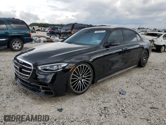 2023 Mercedes-Benz S-Class S 580 with VIN W1K6G7GB6PA210974, listed as a Copart auction lot 70876674 with 5,756 mi miles and Salvage Title. Bid and sale history available at carsss.com. Image 1.