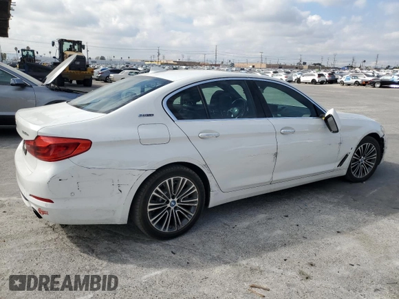 2018 BMW 5 Series 530e with VIN WBAJA9C52JB249643, listed as a Copart auction lot 43581825 with 91,561 mi miles and Salvage title. Bid and sale history available at DreamBid. Image 3.