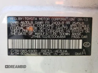 2014 Lexus IS 350 with VIN JTHBE1D24E5006484, listed as a Copart auction lot 60309865 with 160,345 mi miles and Salvage title. Bid and sale history available at DreamBid. Image 12.