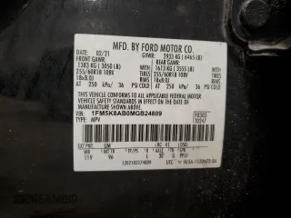 2021 Ford Police Interceptor Utility z VIN 1FM5K8AB0MGB24809, wystawiony jako Copart lot #82532734 z przebiegiem 98 108 mil mil oraz Szkoda całkowita • Salvage title. Historia ofert i sprzedaży dostępna na DreamBid. Obrazek 13.