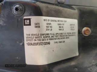 2007 Saturn ION ION 2 z VIN 1G8AJ55F37Z132049, wystawiony jako Copart lot #54830065 z przebiegiem 127 715 mil mil oraz Szkody całkowita. Historia ofert i sprzedaży dostępna na DreamBid. Obrazek 12.