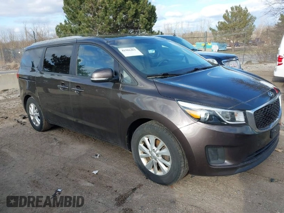 2016 Kia Sedona LX with VIN KNDMB5C13G6178666, listed as a IAAI auction lot 41988481 with 96,626 mi miles. Bid and sale history available at carsss.com. Image 1.