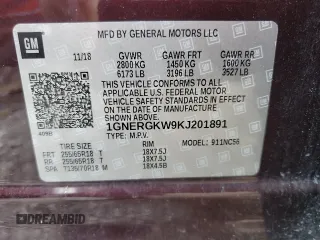 2019 Chevrolet Traverse LT Cloth with VIN 1GNERGKW9KJ201891, listed as a Copart auction lot 58089915 with 71,660 mi miles and Salvage title. Bid and sale history available at DreamBid. Image 13.