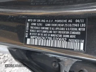 2011 Porsche Panamera с VIN WP0AA2A77BL020692, выставлен на аукционе IAAI как лот 42079937 с пробегом Не указан миль и . История ставок и продаж доступна на DreamBid. Изображение 9.