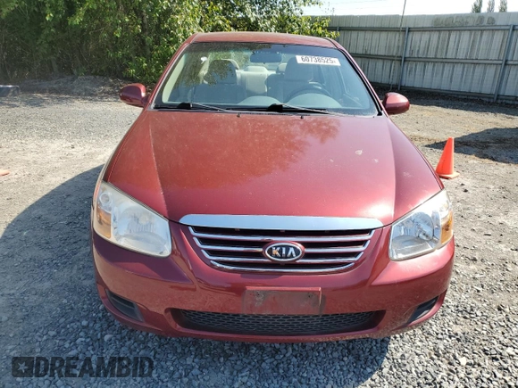 2007 Kia Spectra EX with VIN KNAFE121975376780, listed as a Copart auction lot 60738525 with 78,148 mi miles and Salvage title. Bid and sale history available at DreamBid. Image 5.