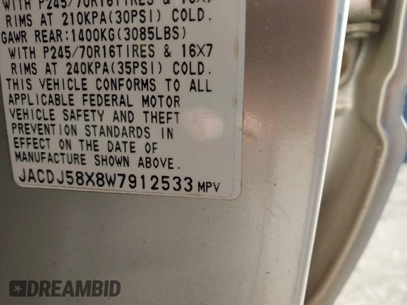 1998 Isuzu Trooper S with VIN JACDJ58X8W7912533, listed as a IAAI auction lot 41601845 with Not Provided miles and . Bid and sale history available at DreamBid. Image 9.