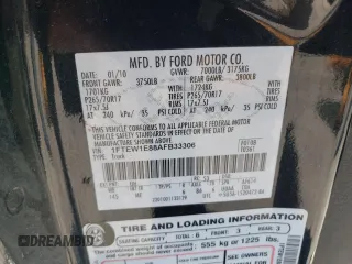 2010 Ford F-150 XL with VIN 1FTEW1E88AFB33306, listed as a Copart auction lot 57662175 with Not provided miles and Salvage title. Bid and sale history available at DreamBid. Image 12.