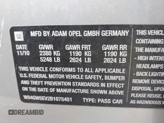 2011 Buick Regal CXL Turbo TO2 z VIN W04GW5EV2B1075451, wystawiony jako IAAI lot #42355451 z przebiegiem 125 307 mil mil oraz . Historia ofert i sprzedaży dostępna na DreamBid. Obrazek 9.