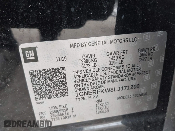 2020 Chevrolet Traverse LS with VIN 1GNERFKW8LJ171200, listed as a IAAI auction lot 42092265 with Not provided miles and . Bid and sale history available at DreamBid. Image 9.
