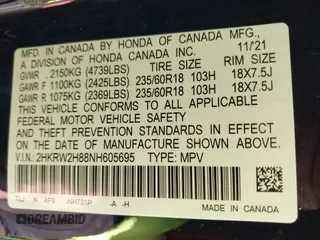 2022 Honda CR-V EX-L with VIN 2HKRW2H88NH605695, listed as a IAAI auction lot 41834414 with 48,812 mi miles. Bid and sale history available at carsss.com. Image 9.
