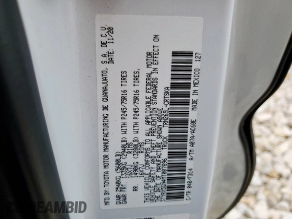 2021 Toyota Tacoma SR z VIN 3TYRX5GN4MT007896, wystawiony jako Copart lot #55284685 z przebiegiem 95 815 mil mil oraz Szkoda całkowita • Salvage title. Historia ofert i sprzedaży dostępna na DreamBid. Obrazek 12.