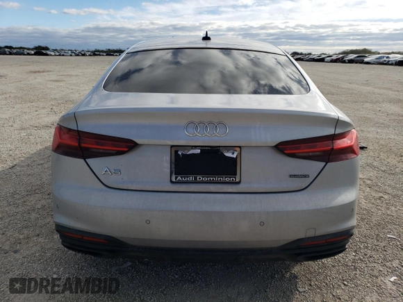 2022 Audi A5 Sportback Premium Plus with VIN WAUCBCF52NA023970, listed as a Copart auction lot 77373983 with 14,327 mi miles. Bid and sale history available at carsss.com. Image 6.