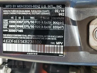 2019 Mercedes-Benz GLS 450 with VIN 4JGDF6EE5KB238100, listed as a Copart auction lot 60131264 with 94,148 mi miles and Non Repairable. Bid and sale history available at DreamBid. Image 14.