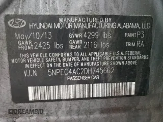 2013 Hyundai Sonata Limited with VIN 5NPEC4AC2DH745662, listed as a Copart auction lot 55938605 with 194,328 mi miles and Clean Title. Bid and sale history available at DreamBid. Image 13.