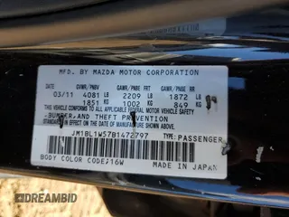 2011 Mazda 3 S Grand Touring with VIN JM1BL1W57B1472797, listed as a Copart auction lot 80752624 with 102,936 mi miles and Non Repairable. Bid and sale history available at DreamBid. Image 12.
