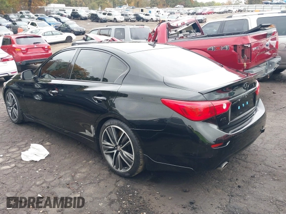 2015 Infiniti Q50 Premium with VIN JN1BV7AR1FM411864, listed as a IAAI auction lot 40800193 with 104,154 mi miles. Bid and sale history available at carsss.com. Image 3.