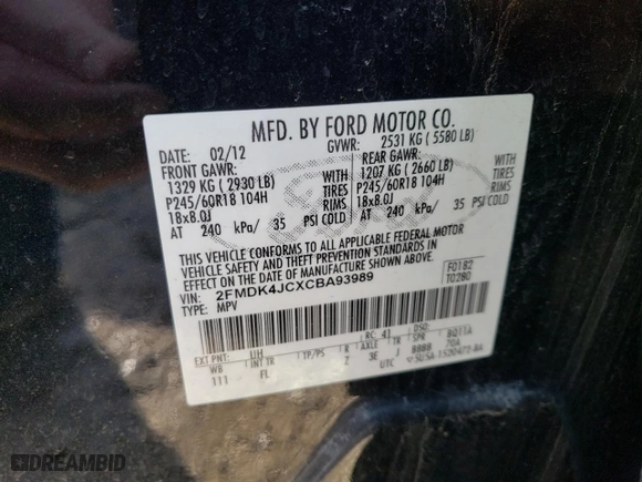 2012 Ford Edge SEL with VIN 2FMDK4JCXCBA93989, listed as a Copart auction lot 46285225 with 145,364 mi miles and Clean Title. Bid and sale history available at carsss.com. Image 13.