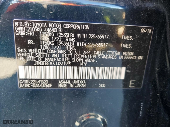 2018 Toyota RAV4 LE with VIN JTMBFREV7JJ231991, listed as a Copart auction lot 47888105 with 82,162 mi miles and Salvage Title. Bid and sale history available at carsss.com. Image 14.