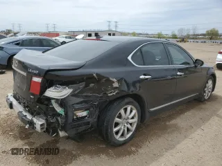 2009 Lexus LS 460 with VIN JTHCL46F195002703, listed as a Copart auction lot 54679515 with 222,391 mi miles and Salvage title. Bid and sale history available at DreamBid. Image 3.