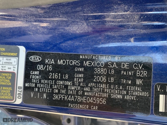 2017 Kia Forte LX with VIN 3KPFK4A78HE045956, listed as a Copart auction lot 51114885 with 256,541 mi miles and Clean Title. Bid and sale history available at carsss.com. Image 10.