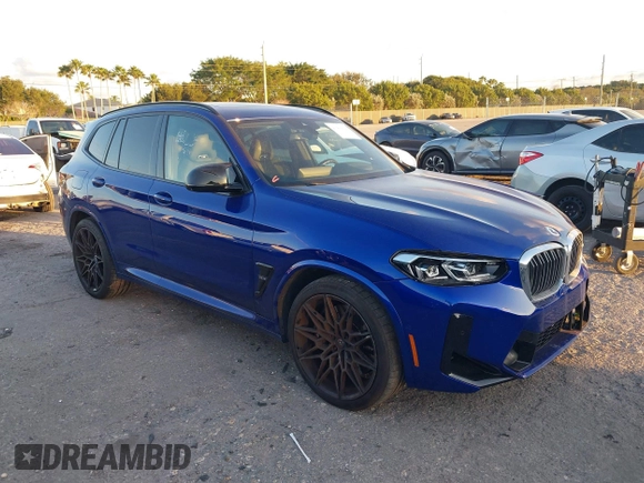 2023 BMW X3 M with VIN 5YM13EC03P9P58528, listed as a IAAI auction lot 41493528 with 18,503 mi miles and . Bid and sale history available at DreamBid. Image 1.