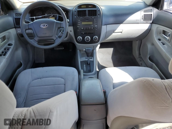 2008 Kia Spectra EX with VIN KNAFE122185498723, listed as a Copart auction lot 75348554 with 117,950 mi miles and Salvage Title. Bid and sale history available at carsss.com. Image 8.