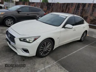 2019 Infiniti Q50 Luxe with VIN JN1EV7APXKM541762, listed as a Copart auction lot 59035515 with 59,295 mi miles and Salvage title. Bid and sale history available at DreamBid. Image 1.